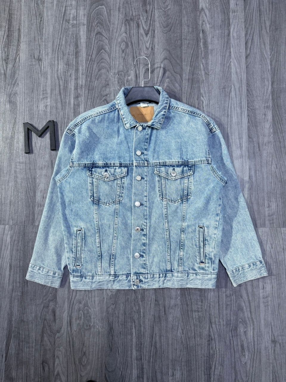 Veste en Jean Vintage Bleu Délavé - View 1