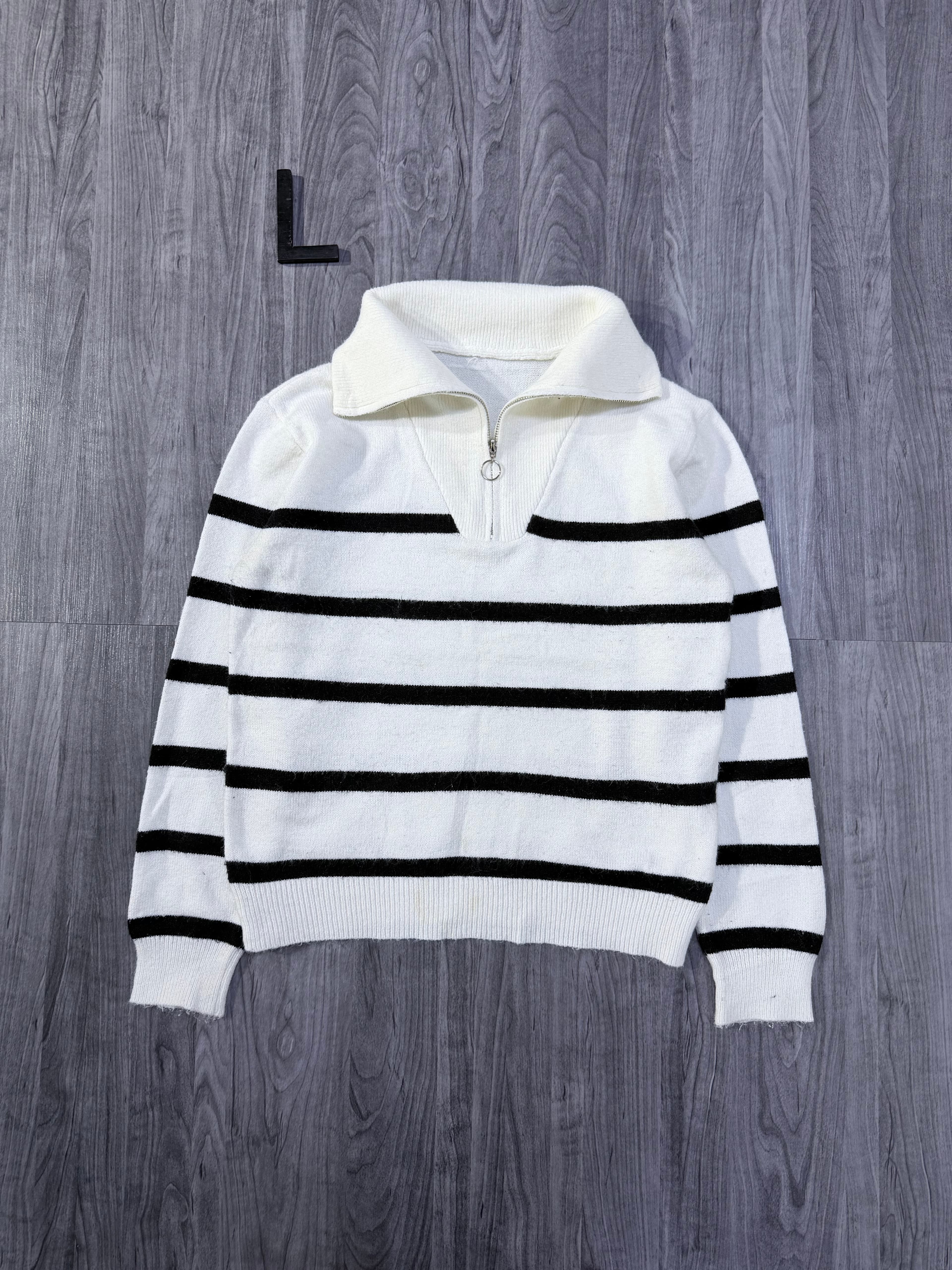 Pull Rayé Vintage Col Zippé - View 1