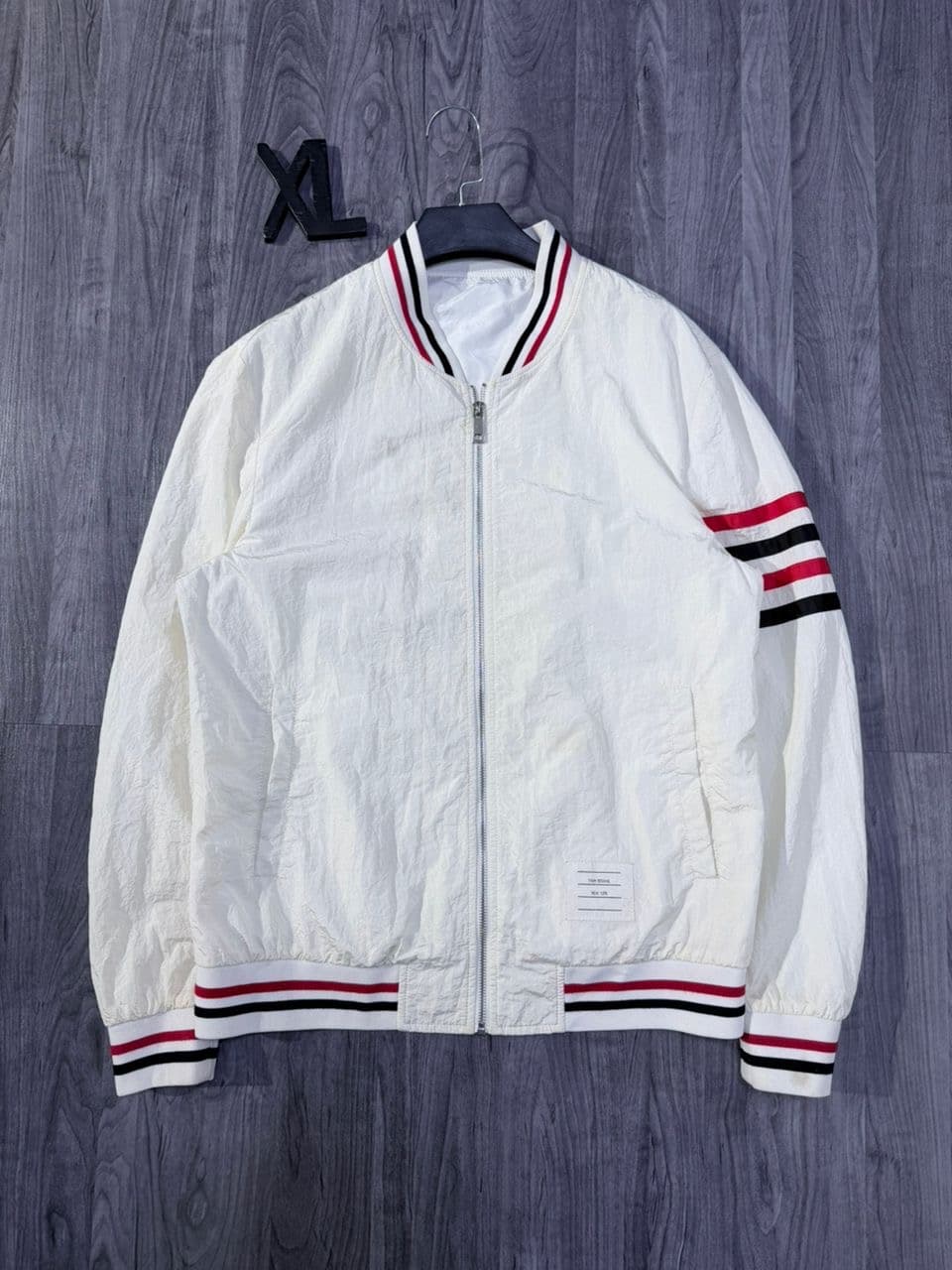 Blouson Bomber Vintage Blanc Rayé - View 1