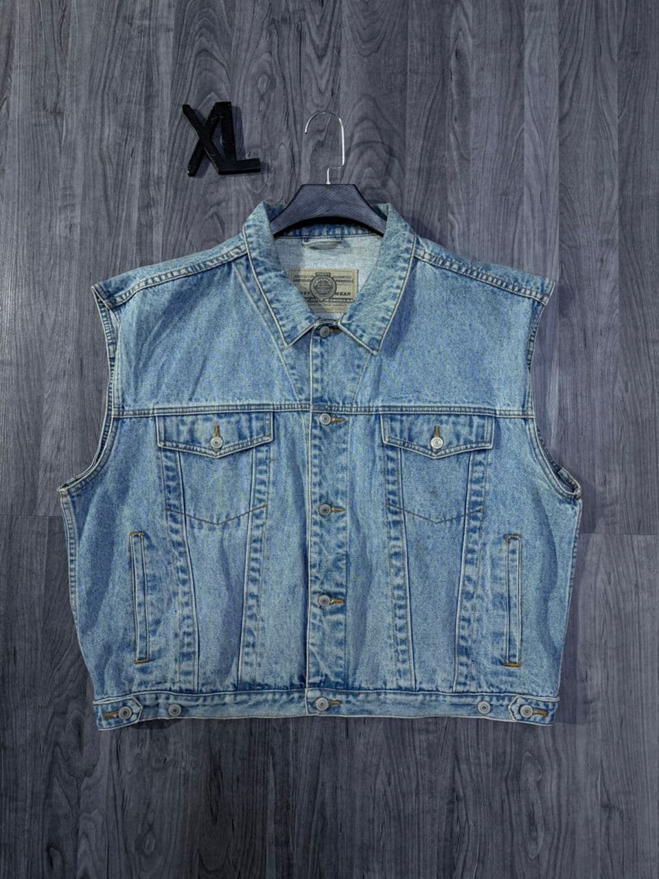 Gilet en Jean Vintage Délavé - View 1